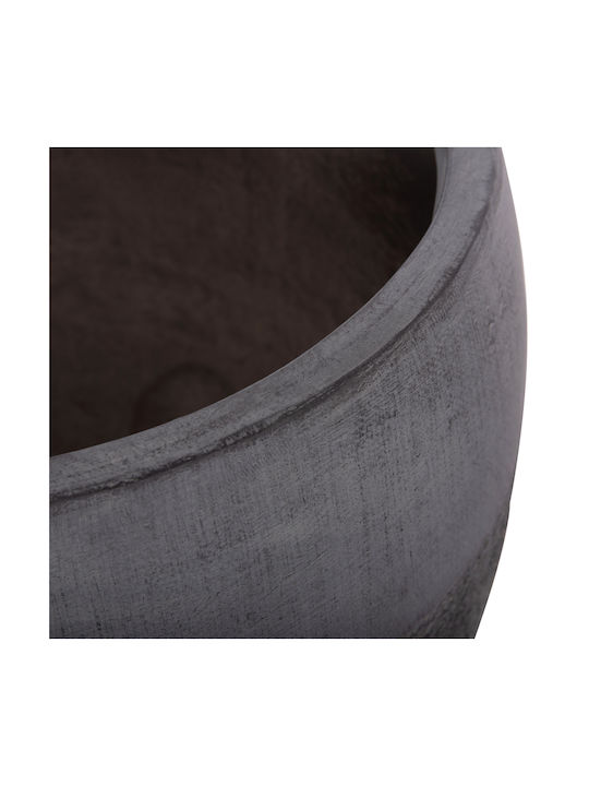 HomeMarkt Set 3 Pots Metal Dark Cement
