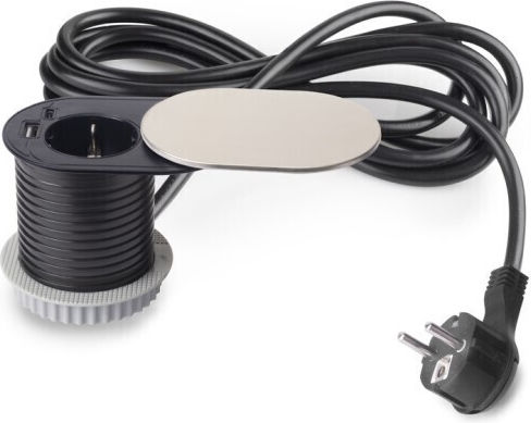 Emuca Einzeln Gemauerte Steckdose mit 2 USB-Anschlüssen und Deckel