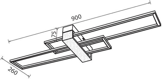 Vivalux Ceiling Mount Light 90cm Black with Integrated LED