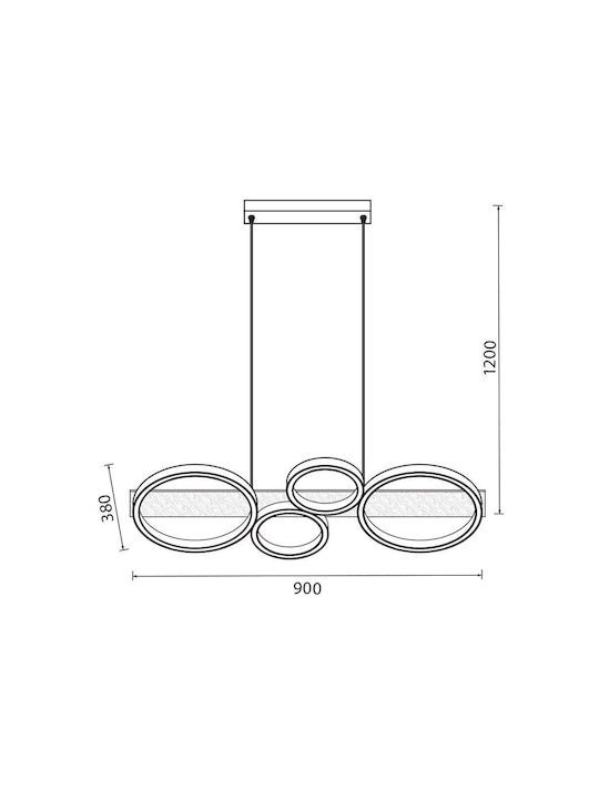 Vivalux Pendant Light Black 90x38x120cm
