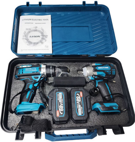 Bisutime TS04623 Set Bohrschrauber & Schlagschrauber mit 2 Batterien 2Ah und Hülle