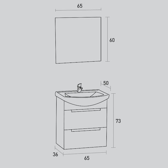 Pro Bagno Waschtisch ohne Waschbecken Gray