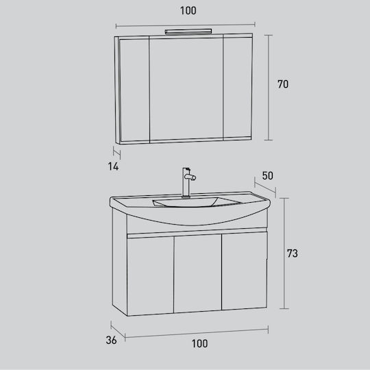 Pro Bagno Πάγκος χωρίς Νιπτήρα Βέγγε