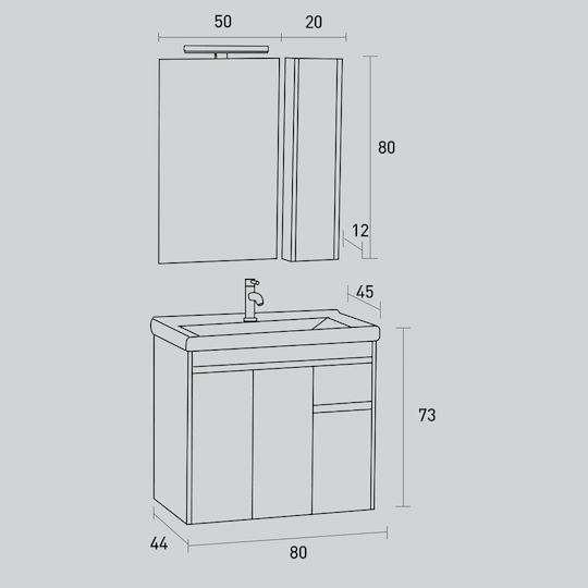 Pro Bagno Countertop without Sink Gray