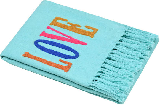 Beach Towel Pareo Turquoise with Fringes 180x90cm.
