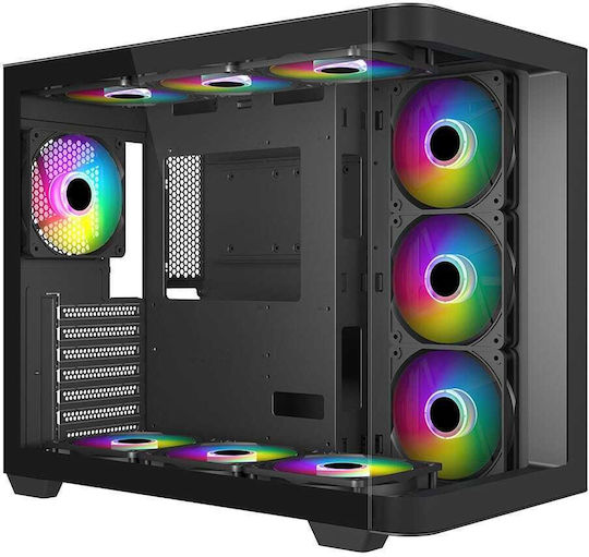 Supercase HallStatt HA30A Gaming Midi Tower Computer Case with Side Window and ARGB Lighting Black