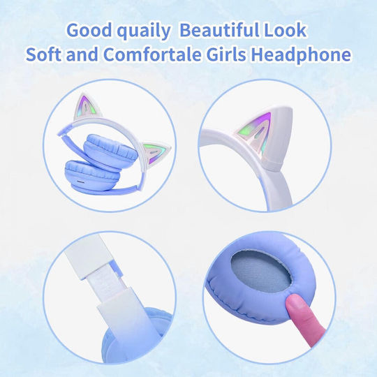 STN-07 Wireless On Ear Multimedia Headphone with Microphone Bluetooth Light Blue