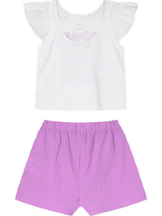 Kids' Set with Shorts Summer 2pcs Purple Dahlia Set