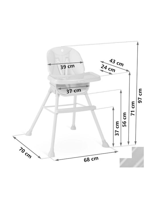 Nukido Tilo Baby Highchair 3 in 1 with Adjustable Height Gray