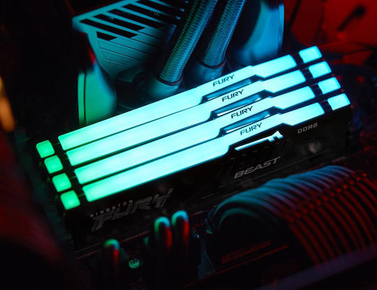 Kingston FURY Beast RGB DDR5 64GB RAM με 2x32GB Modules και Ταχύτητα 6000 για Desktop