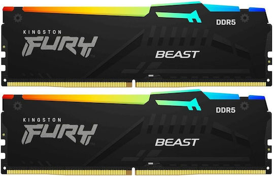 Kingston Fury Beast RGB DDR5 32GB RAM with 2x16GB Modules and Speed 5200 for Desktop