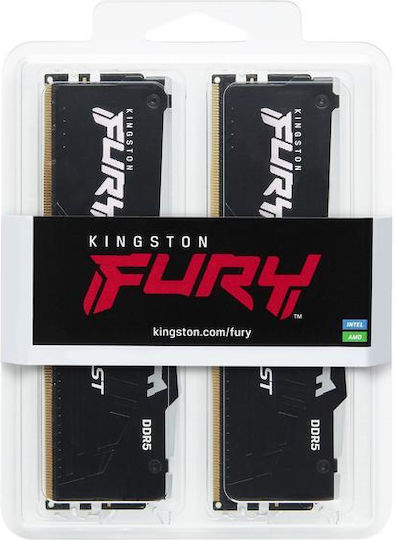Kingston FURY Beast RGB DDR5 32GB RAM με 2x16GB Modules και Ταχύτητα 6400 για Desktop