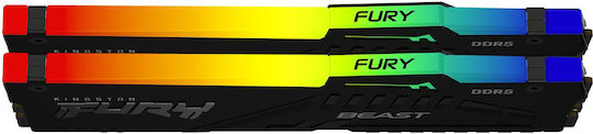 Kingston FURY Beast RGB DDR5 32GB RAM με 2x16GB Modules και Ταχύτητα 6400 για Desktop