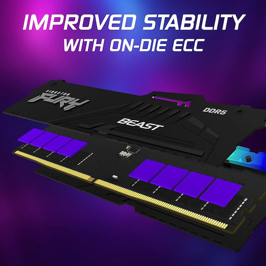 Kingston Fury Beast RGB 32GB DDR5 RAM с Скорост 6000 за Настолен Компютър