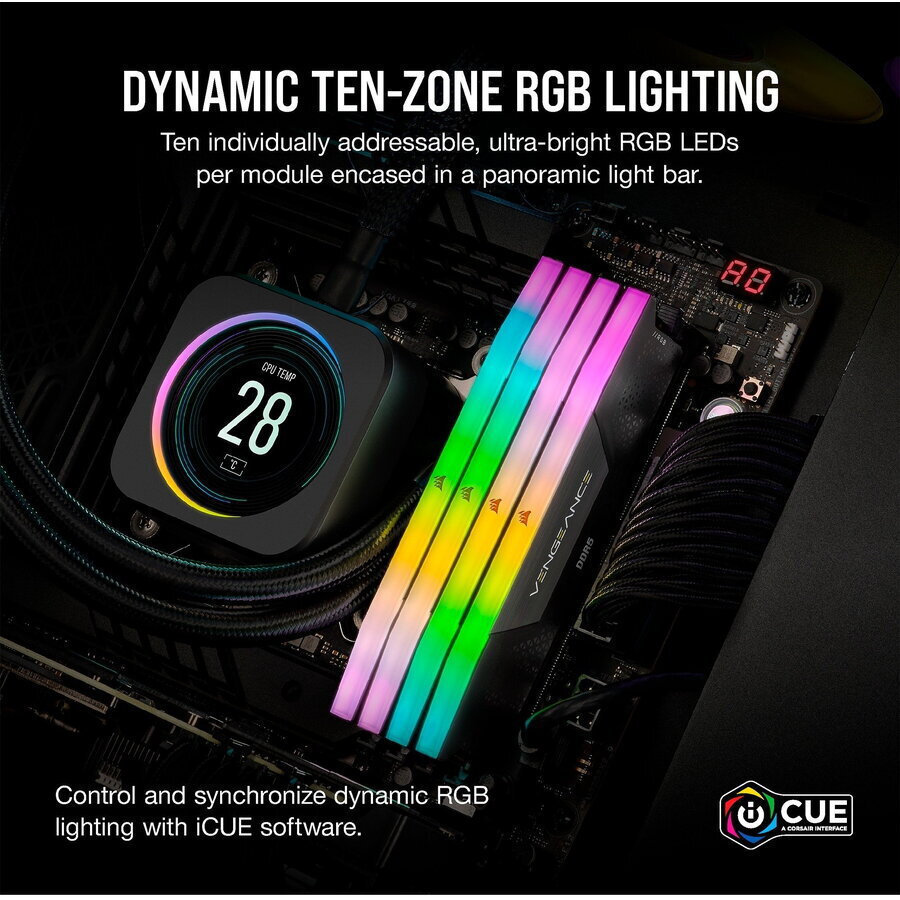 Corsair Vengeance RGB XMP 128GB DDR5 RAM cu 4 module (4x32GB) și