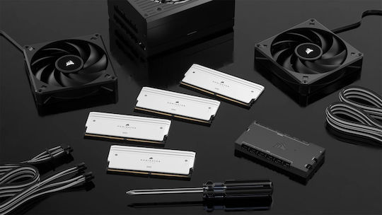 Corsair Dominator Titanium RGB XMP White DDR5 64GB RAM με 4x16GB Modules και Ταχύτητα 6000 για Desktop
