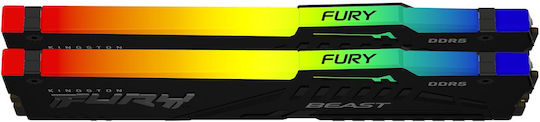 Kingston Fury Beast RGB DDR5 32GB RAM με 2x16GB Modules και Ταχύτητα 5600 για Desktop