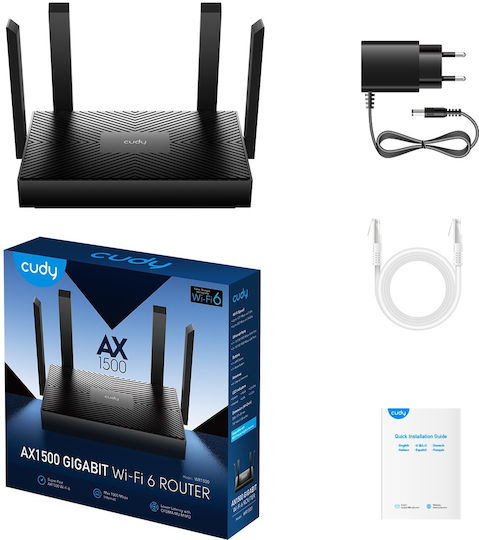 Cudy WR1500 v1 Ασύρματο Router Wi‑Fi 6 με 3 Θύρες Gigabit