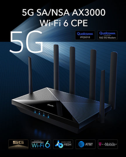 Cudy P5 v1 Ασύρματο 5G Router Wi‑Fi 6 με 4 Θύρες Gigabit