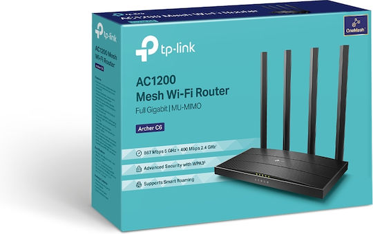 TP-LINK Archer C6 v1 Drahtlos Router Wi‑Fi 5 mit 4 Anschlüssen Gigabit Ethernet