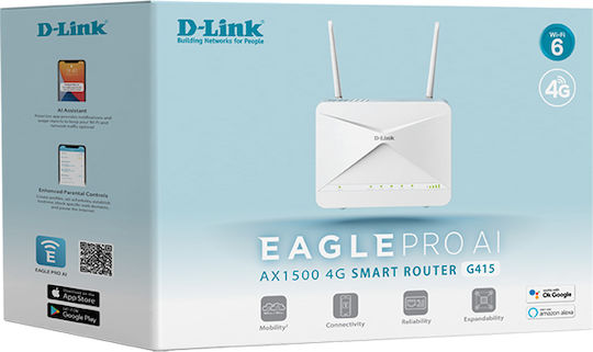 D-Link G415 Eagle Pro AI 4G Ασύρματο 4G Router Wi‑Fi 6 με 3 Θύρες Gigabit