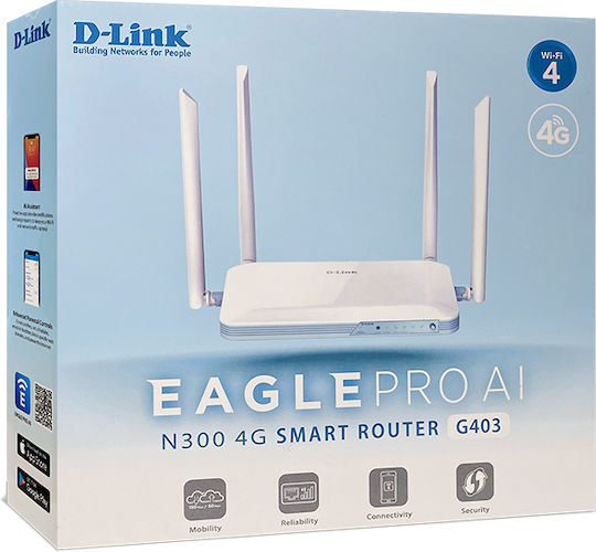 D-Link G403 Ασύρματο 4G Router Wi‑Fi 4 με 4 Θύρες