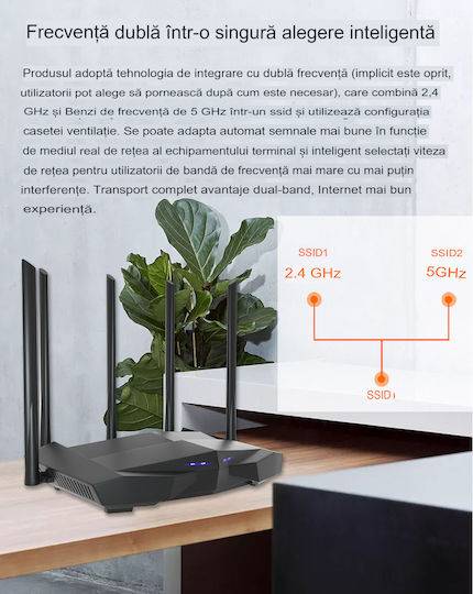 Tenda AC7 Drahtlos Router Wi‑Fi 5 mit 3 Anschlüssen Ethernet