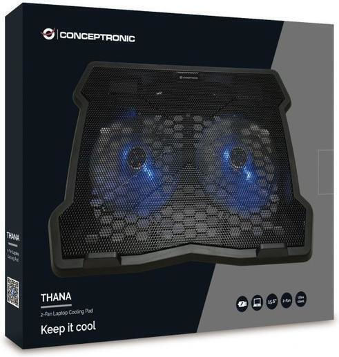 Conceptronic Βάση Στήριξης για Laptop έως 15.6" με 2 Ανεμιστήρες (THANA06B)
