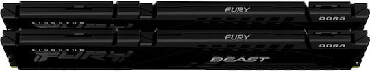 Kingston FURY Beast DDR5 16GB RAM με 2x8GB Modules και Ταχύτητα 6000 για Desktop