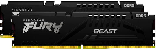 Kingston Fury Beast DDR5 64GB RAM με 2x32GB Modules και Ταχύτητα 6400 για Desktop