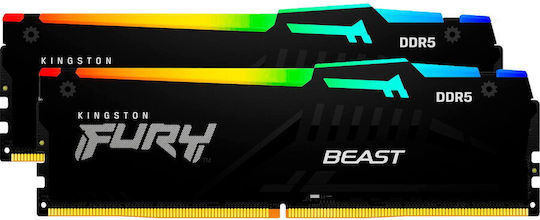 Kingston Fury Beast RGB DDR5 64GB RAM with 2x32GB Modules and Speed 6400 for Desktop