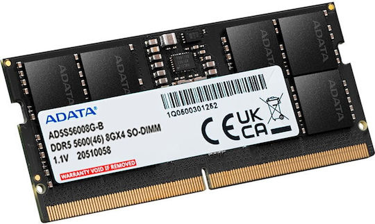 Adata 8GB DDR5 RAM cu Viteză 5600 pentru Laptop (AD5S56008G-S