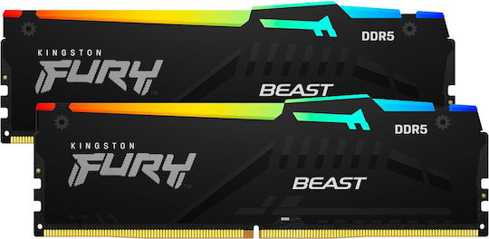 Kingston Fury Beast RGB DDR5 32GB RAM με 2x16GB Modules και Ταχύτητα 6800 για Desktop