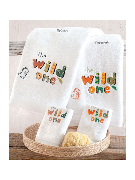 Rythmos Σετ Βρεφικές Πετσέτες 2τμχ Wild Baby Πράσινο 70x140cm Βάρους 500gr/m²