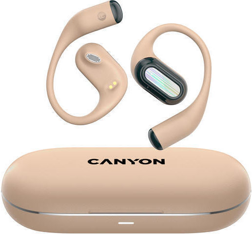 Canyon OnFlow 12 Open Ear Bluetooth Handsfree Ακουστικά με Θήκη Φόρτισης Μπεζ
