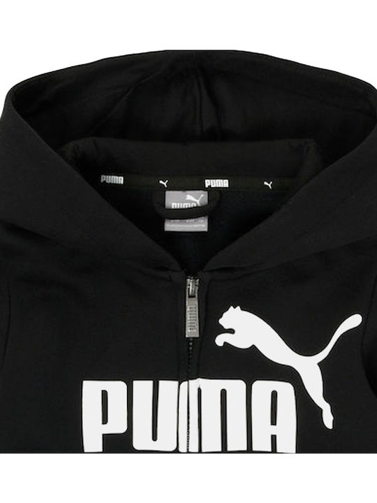 Athletic Kids Sweatshirt Cardigan Cotton with Hood Black Essential Big