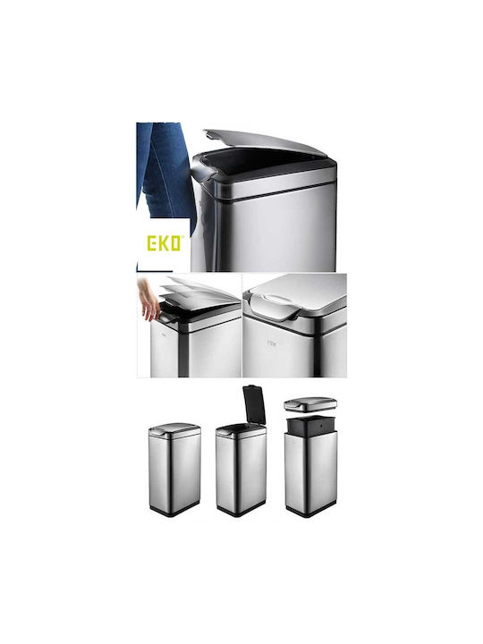 Eko Coș Tina Touchpro De Gunoi Din Oțel Inoxidabil Împingeți Argintiu 30lt
