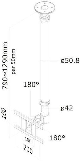 Newstar FPMA-C100WHITE Suport TV Plafon cu braț până la 30" și 12kg