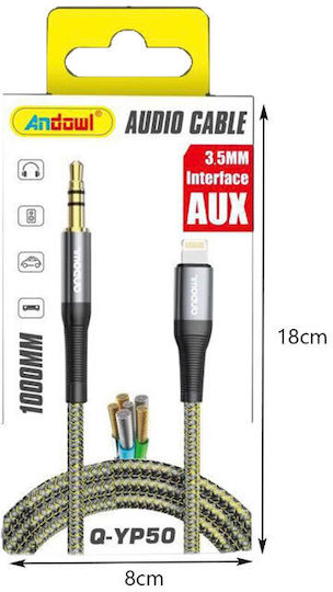 Andowl Qyp50 3.5mm to Lightning Cable Μαύρο 1m Q-YP50