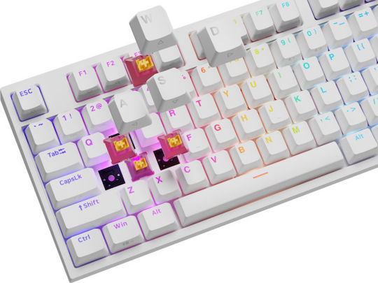 Genesis Thor 404 Gaming Mechanical Keyboard Tenkeyless with Gateron Yellow Pro switches and RGB lighting (English US) White