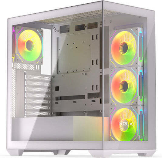Krux Exo Gaming Midi Tower Κουτί Υπολογιστή με Πλαϊνό Παράθυρο και ARGB Φωτισμό Λευκό