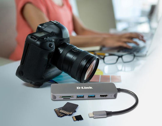 D-Link USB-C Docking Station με HDMI 4K PD Γκρι (DUB-2327)