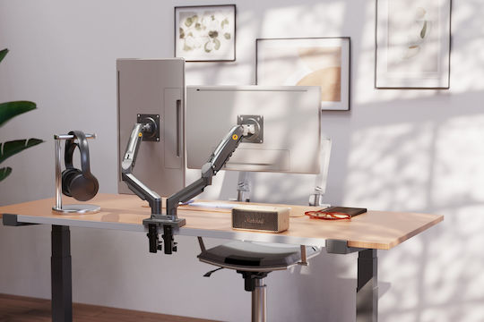 North Bayou NB F160B Stand Desk Mounted for 2 Monitors up to 27" with Arm