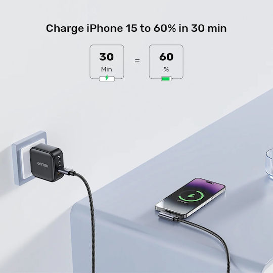 Unitek USB 2.0 Cable USB-C male - USB-C 60W Ασημί 5m C14123BK-5M