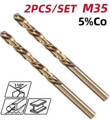Deli Set of 2 HSS Drills with Cylindrical Drill Top for Metal