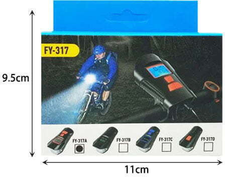 FY-317 Rechargeable Front Bicycle Light with Horn Black