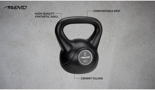 Avento Kettlebell din PVC 8kg Negru