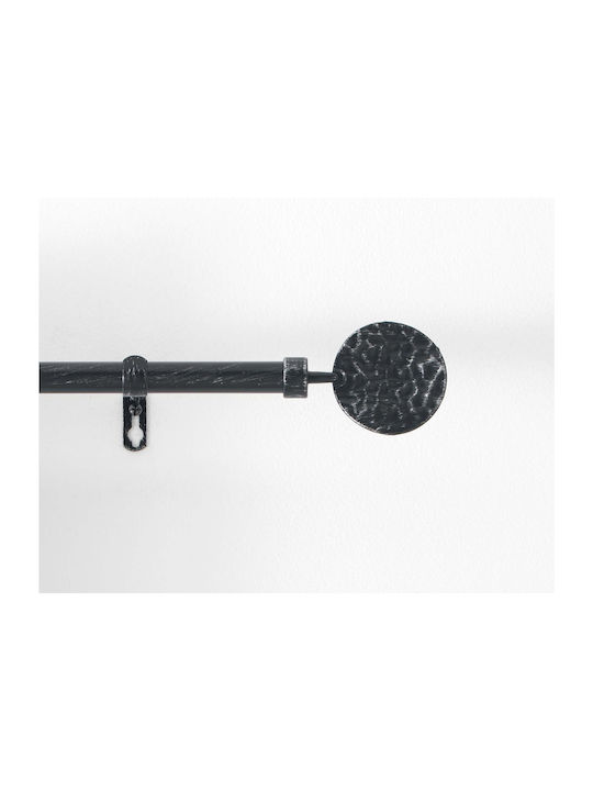 Extendable Metallic Curtain Pole Bullette Single Φ19mm 120-210cm Noir / Argent 120-210cm