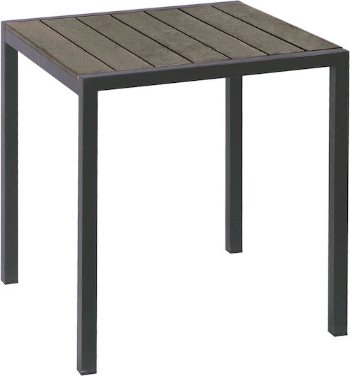 Τραπέζι για Μικρούς Εξωτερικούς Χώρους Polywood με Σκελετό Αλουμινίου Γκρι 68x68x72εκ.
