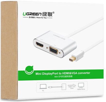 Adaptor Video Ugreen Md115 Mini Displayport Mascul La Vga Feminin 1080p/60hz 1 X Hdmi M 4k/30hz Alb